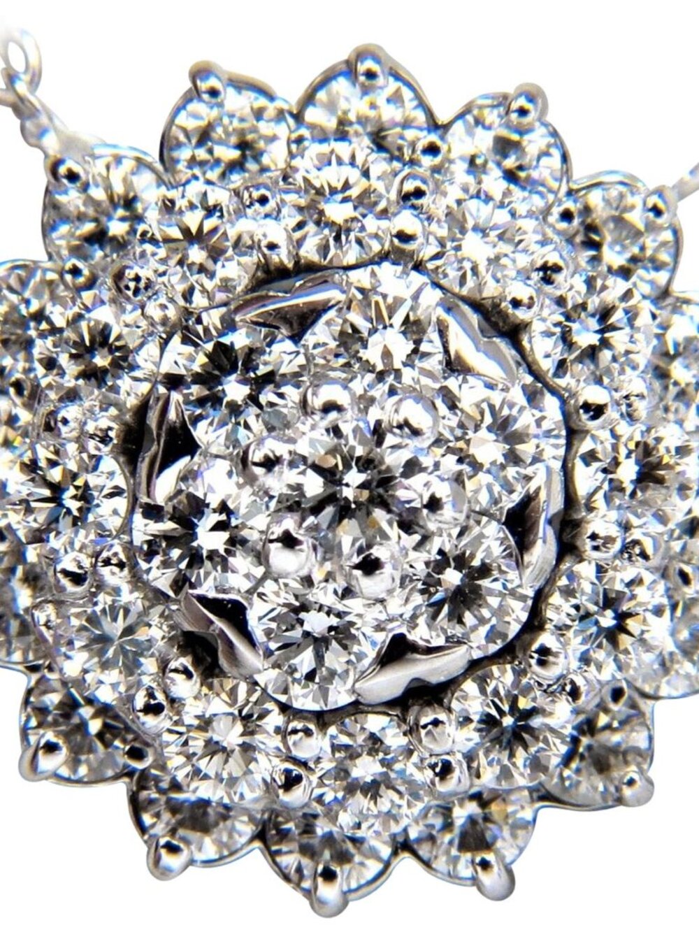 1.50ct natural diamonds halo cluster necklace 14kt. G/VS*